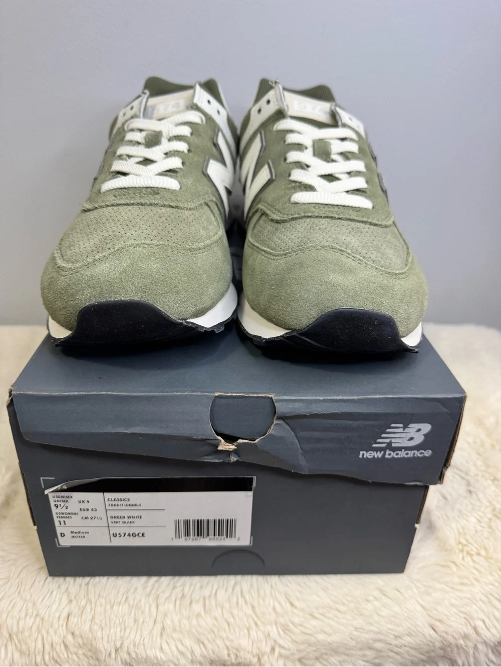 New Balance 574 Olive Green & White Men's Sneaker